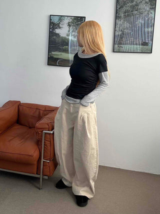 Loose Fit Wide Linen Balloon Pants