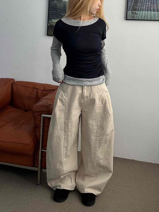 Loose Fit Wide Linen Balloon Pants