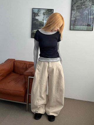 Loose Fit Wide Linen Balloon Pants