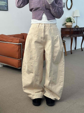 Loose Fit Wide Linen Balloon Pants