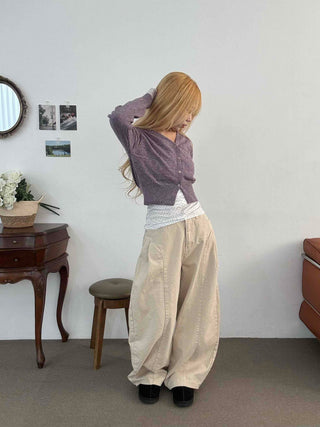 Loose Fit Wide Linen Balloon Pants