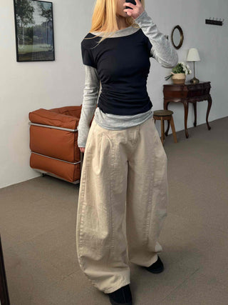 Loose Fit Wide Linen Balloon Pants