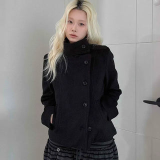 Classic double-button wool short coat