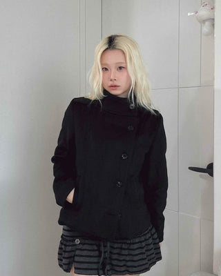 Classic double-button wool short coat