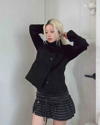 Classic double-button wool short coat