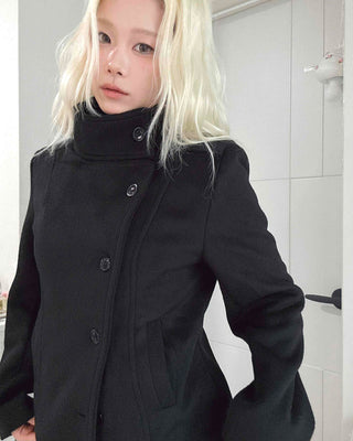 Classic double-button wool short coat