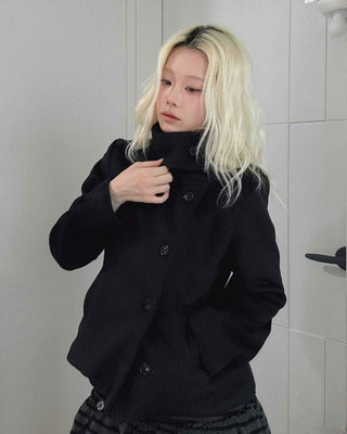 Classic double-button wool short coat