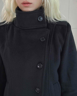 Classic double-button wool short coat