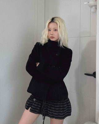Classic double-button wool short coat