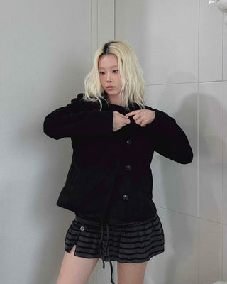 Classic double-button wool short coat