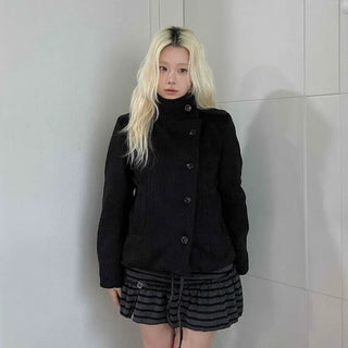 Classic double-button wool short coat