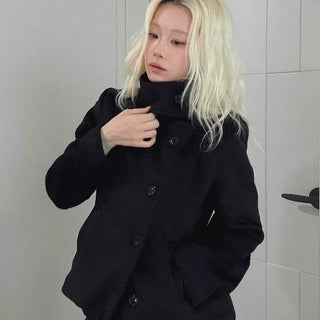 Classic double-button wool short coat