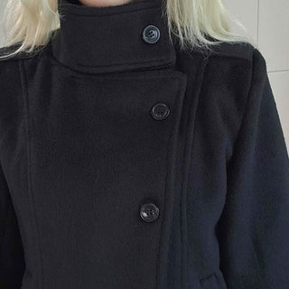Classic double-button wool short coat