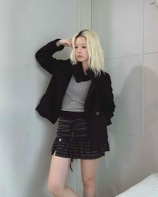 Classic double-button wool short coat
