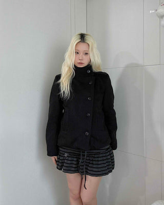 Classic double-button wool short coat
