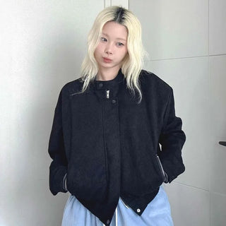 Sleeve String Reversible Cropped Coach Zip-up