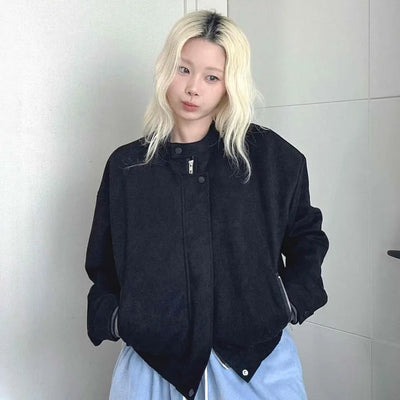 Sleeve String Reversible Cropped Coach Zip-up