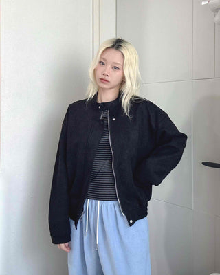 Sleeve String Reversible Cropped Coach Zip-up