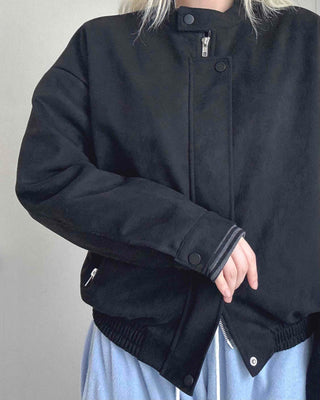 Sleeve String Reversible Cropped Coach Zip-up