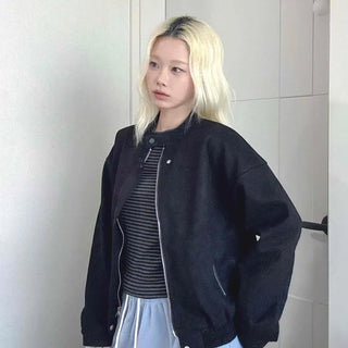 Sleeve String Reversible Cropped Coach Zip-up