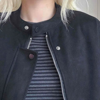 Sleeve String Reversible Cropped Coach Zip-up