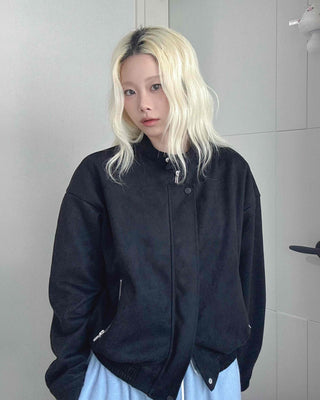 Sleeve String Reversible Cropped Coach Zip-up