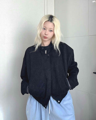 Sleeve String Reversible Cropped Coach Zip-up