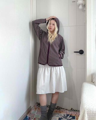 Burgundy Marine Zip-up Hooded Fleece