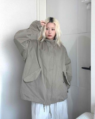 Soft Mood Simple Zip-up Midi Length Field Jacket