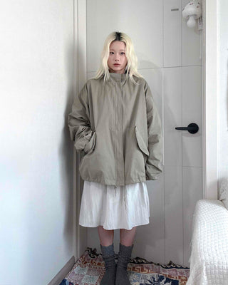 Soft Mood Simple Zip-up Midi Length Field Jacket