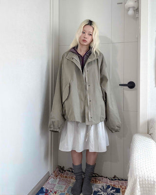 Soft Mood Simple Zip-up Midi Length Field Jacket