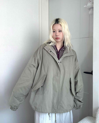 Soft Mood Simple Zip-up Midi Length Field Jacket