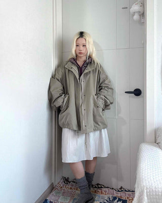 Soft Mood Simple Zip-up Midi Length Field Jacket
