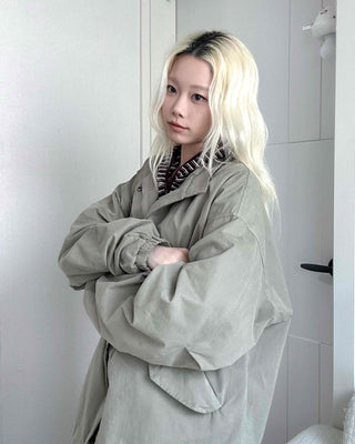 Soft Mood Simple Zip-up Midi Length Field Jacket