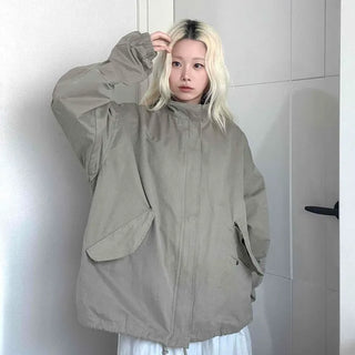 Soft Mood Simple Zip-up Midi Length Field Jacket