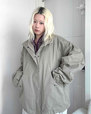 Soft Mood Simple Zip-up Midi Length Field Jacket