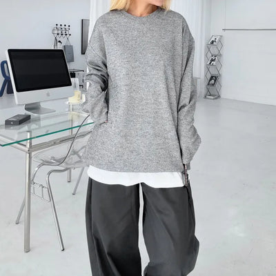 Washed Plain Loose Long Sleeve Tee