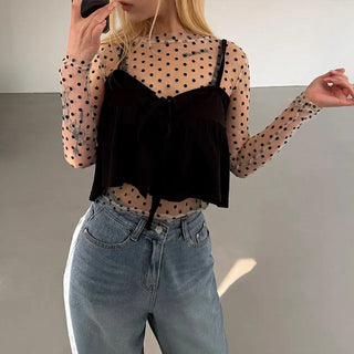 Less polka dot see-through T-shirt
