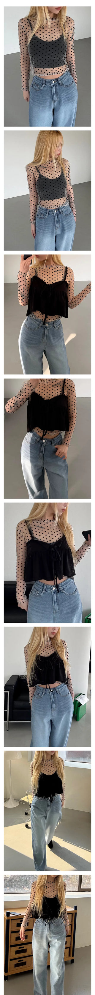 Less polka dot see-through T-shirt