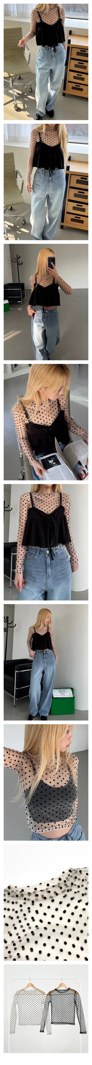 Less polka dot see-through T-shirt