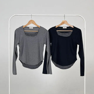 Maki Square Striped Long Sleeve Tee
