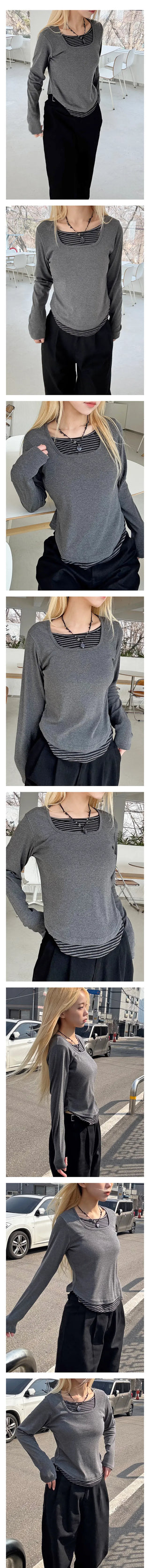 Maki Square Striped Long Sleeve Tee