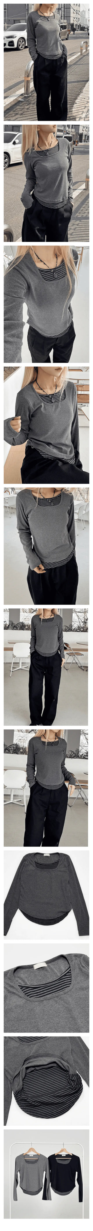 Maki Square Striped Long Sleeve Tee