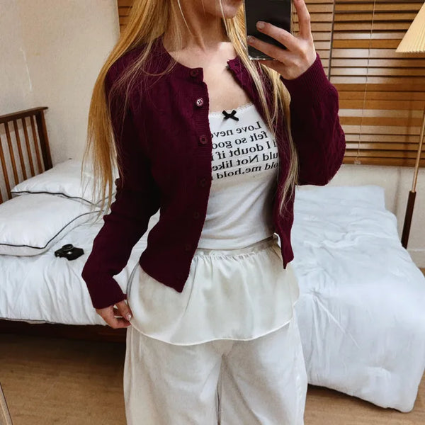 Mua Cable Knit Crop Cardigan