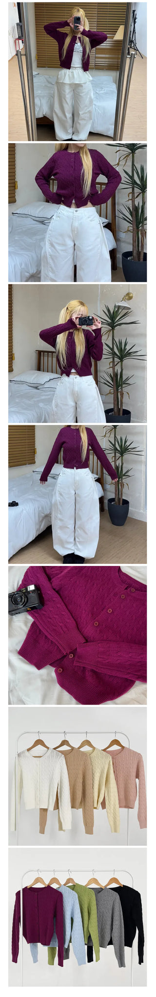 Mua Cable Knit Crop Cardigan