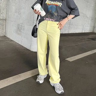 Colored straight denim pants