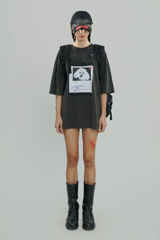[MASONPRINCE] Graffiti Dog Print Washed Tee