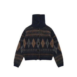[MASONPRINCE] Wool Blend Fair Isle Fitted Cardigan