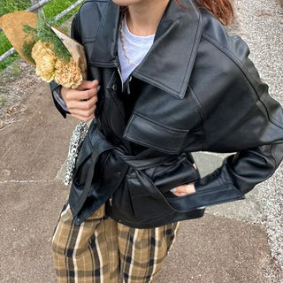 Oversized leather jacket