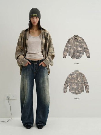 MASONPRINCE Draped Wrinkle Camouflage Shirt